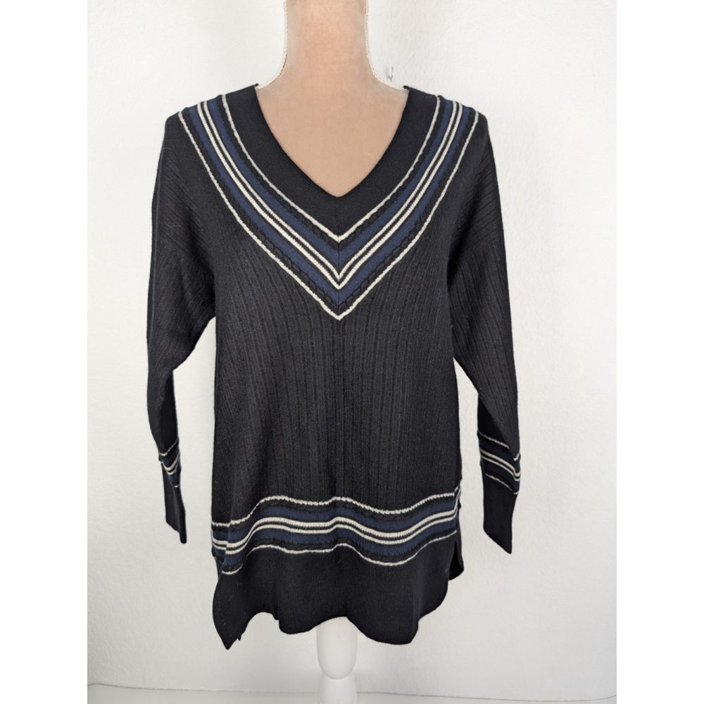 Rag and Bone Dianna Sweater Sz S Black Rugby Polo Preppy Oversize Retro